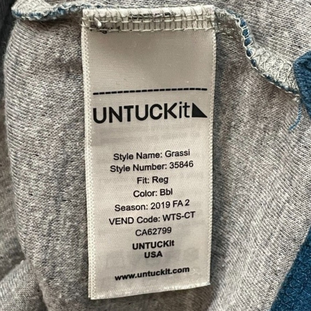 Untuckit Henley Mens Medium Blue Grassi Shirt View 3